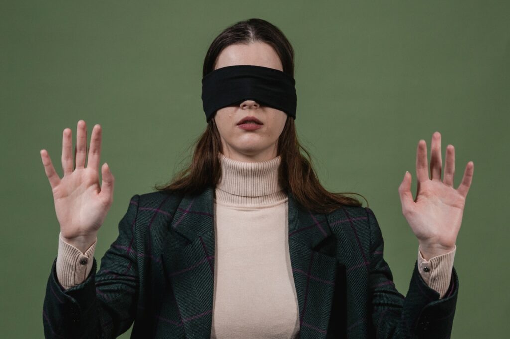 woman in blindfold